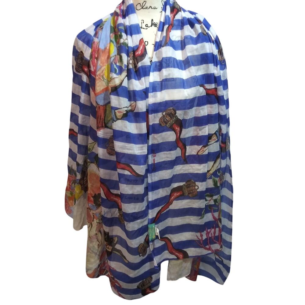 Antica Sartoria by Giacomo Cinque Cotton Stripe Mediterranean Scarf